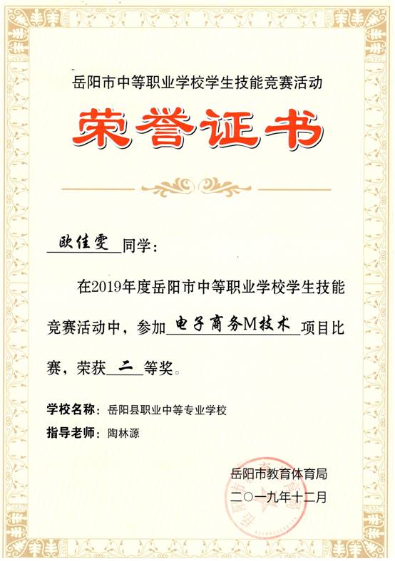 2019年岳阳市-欧佳雯-技能竞赛-电子商务M技术项目二等奖.jpg